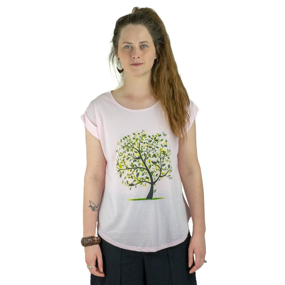 Women's t-shirt with short sleeves Darika Meadow Tree Pinkish Thailand