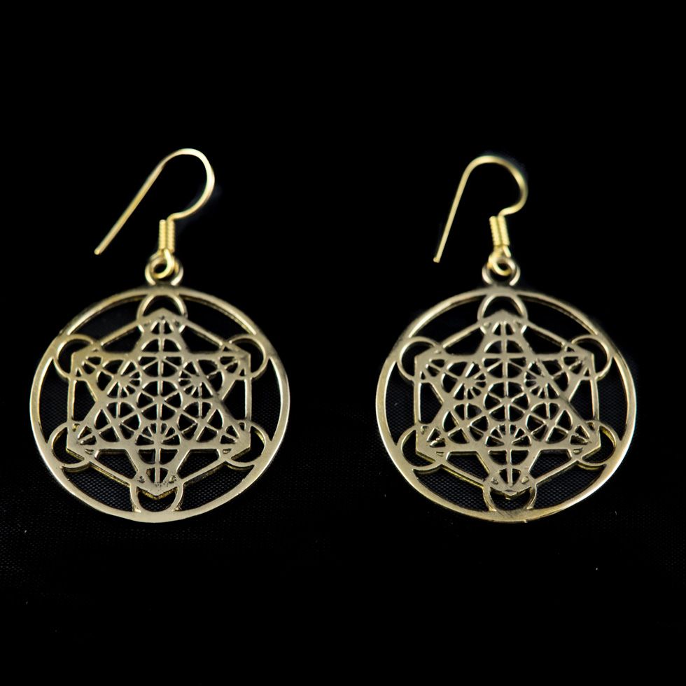 Brass earrings Hexagram Geometry India