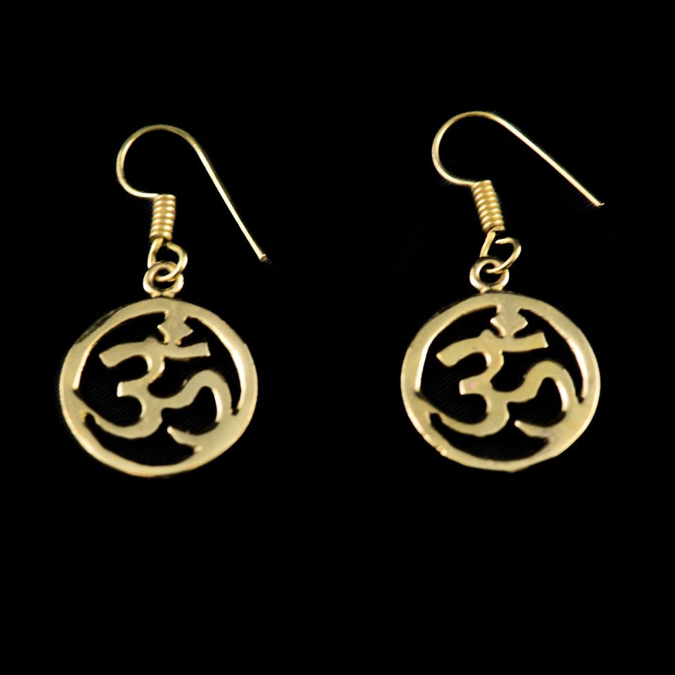 Brass earrings Om in a circle India