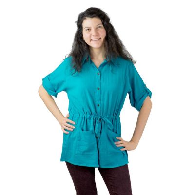 Single colour ladies shirt Sumalee Turquoise