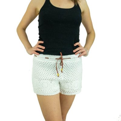 Women's crocheted shorts Wassana Murni White | UNISIZE (equals S/M)