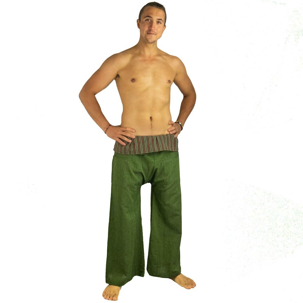 Wrap trousers - Fisherman's Trousers - green Nepal