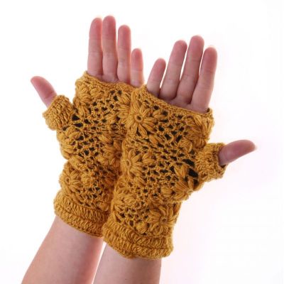 Woolen fingerless gloves Bardia Yellow Nepal