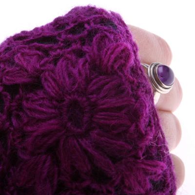 Woolen fingerless gloves Bardia Purple Nepal