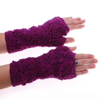 Woolen fingerless gloves Bardia Purple