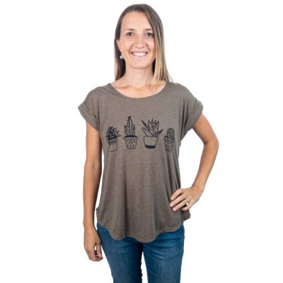 Women's t-shirt with short sleeves Darika Cacti Brownish | S/M