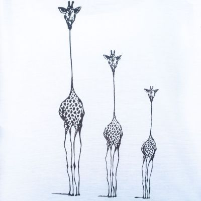 Women's t-shirt with short sleeves Darika Giraffe Family White Thailand