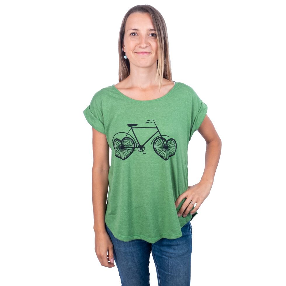 Women's t-shirt with short sleeves Darika Love Bike Green Thailand
