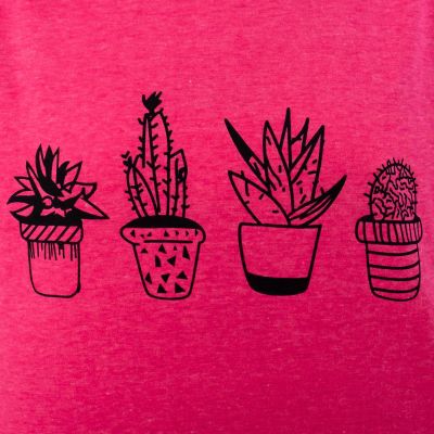 Women's t-shirt with short sleeves Darika Cacti Pink Thailand