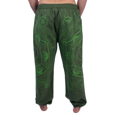 Men's green ethnic / hippie trousers with print Jantur Hijau Nepal