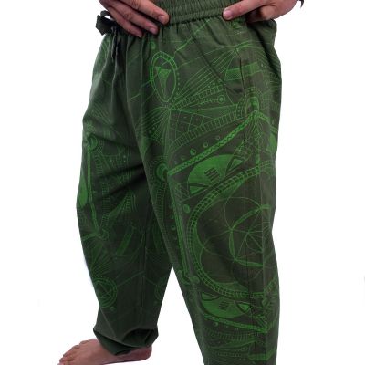 Men's green ethnic / hippie trousers with print Jantur Hijau Nepal