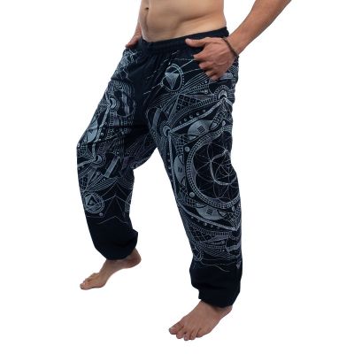 Men's black ethnic / hippie trousers with print Jantur Hitam Nepal
