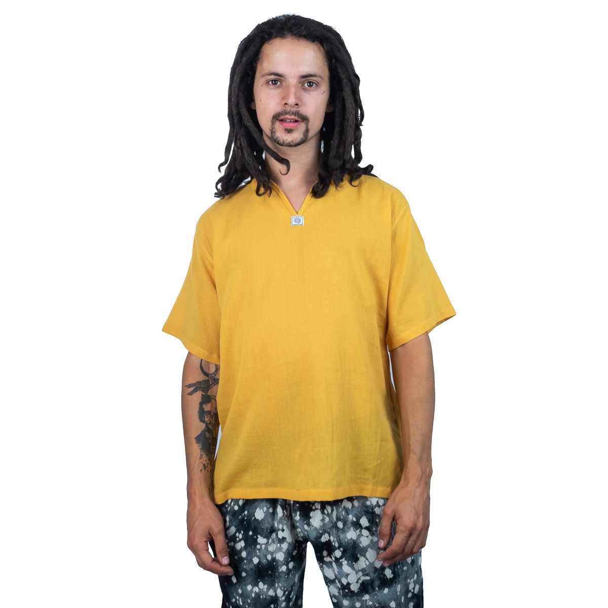 Kurta Lamon Mustard - men's shirt with short sleeves Thailand