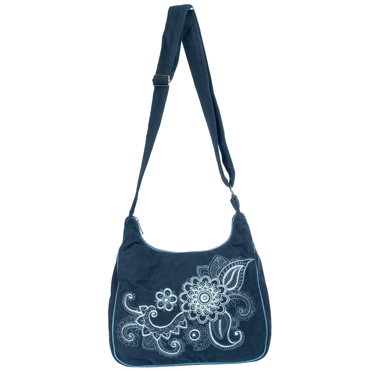 Ethno bag with embroidered flowers Albena Hitam Nepal