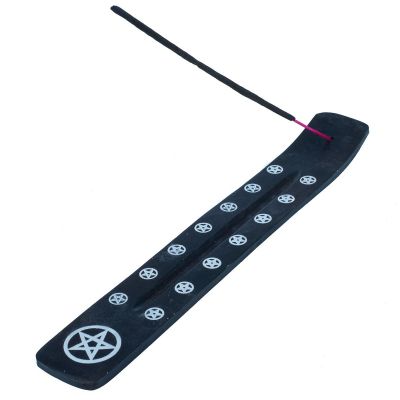 Wooden incense stand Pentagram - black