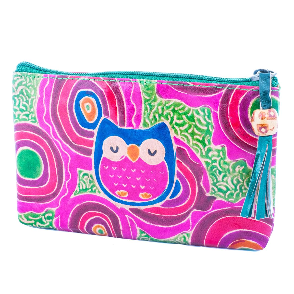 Leather wallet Owl - green