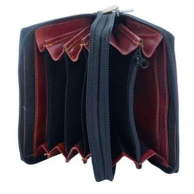 Leather wallet Yauvani - burgundy