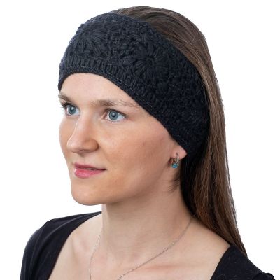 Woolen hairband Bardia Black | headband, set hat, fingerless gloves and headband, set headband and fingerless gloves