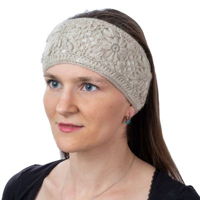 Woolen hairband Bardia Cream | headband - LAST PIECE!, set hat, fingerless gloves and headband, set headband and fingerless gloves