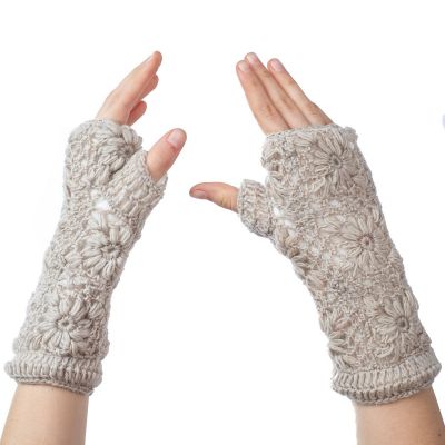 Woolen fingerless gloves Bardia Cream | fingerless gloves, set hat and fingerless gloves