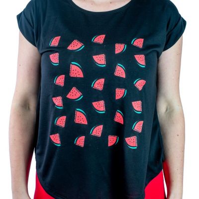Short sleeve lady T-shirt Darika Watermelons Black Thailand