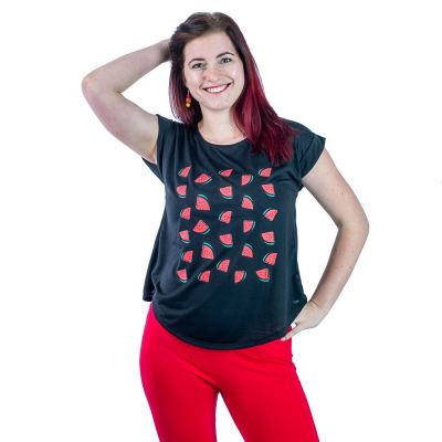 Short sleeve lady T-shirt Darika Watermelons Black | UNISIZE