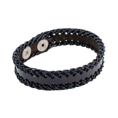 Leather bracelet Menjahit Kecil Black