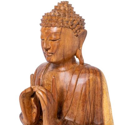 Carved wooden statue of Sitting Buddha 2 Indonesia