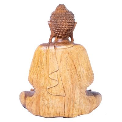 Carved wooden statue of Sitting Buddha 2 Indonesia