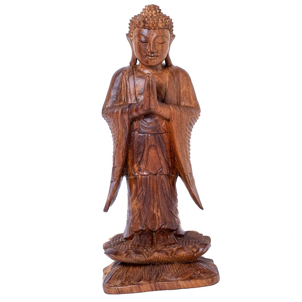Carved wooden statue of Standing Buddha