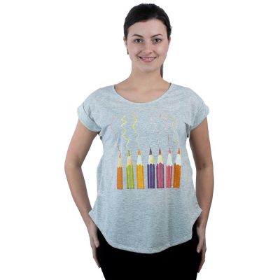 Short sleeve lady T-shirt Darika Crayons | UNISIZE