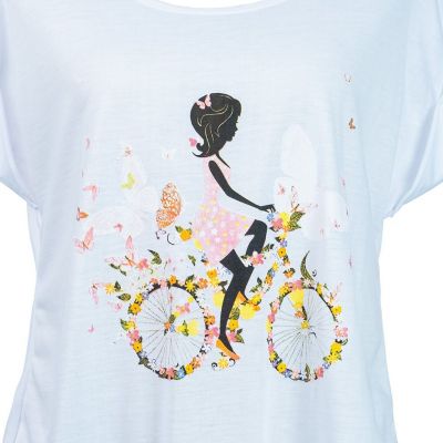 Short sleeve lady T-shirt Darika Fragrant Bike White Thailand