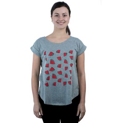 Short sleeve lady T-shirt Darika Watermelons Grey | UNISIZE