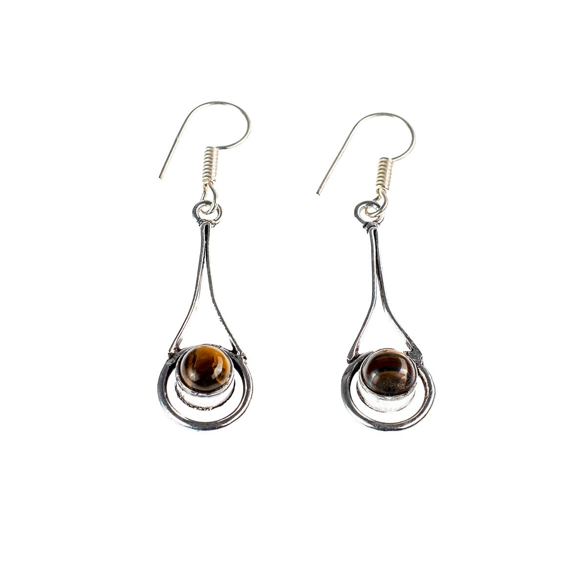 German silver earrings Dilshad - tiger eye India