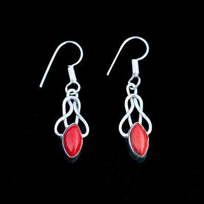 German silver earrings Harinder - red howlit India
