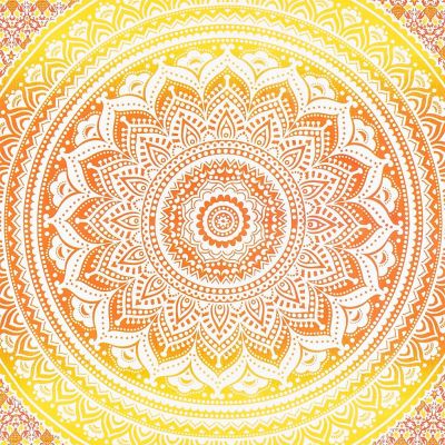Cotton bed cover Mandala – red-yellow 1 India