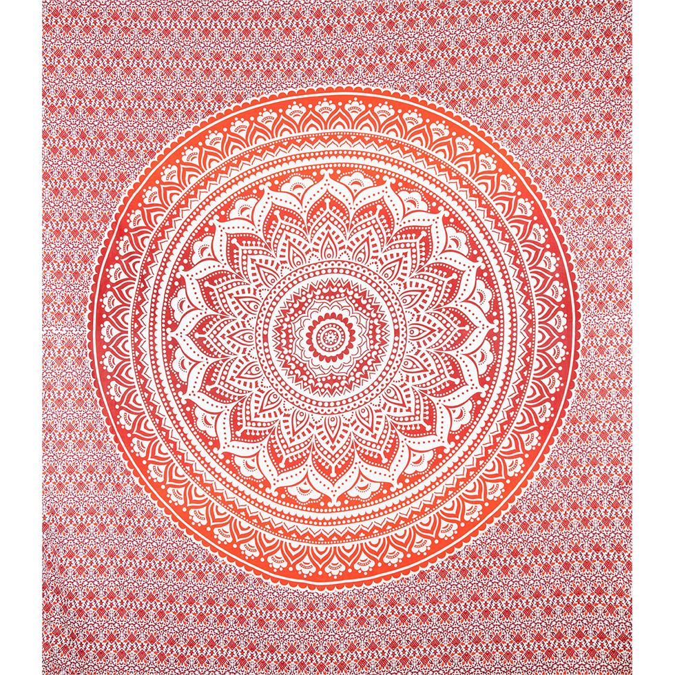 Cotton bed cover Mandala – red India