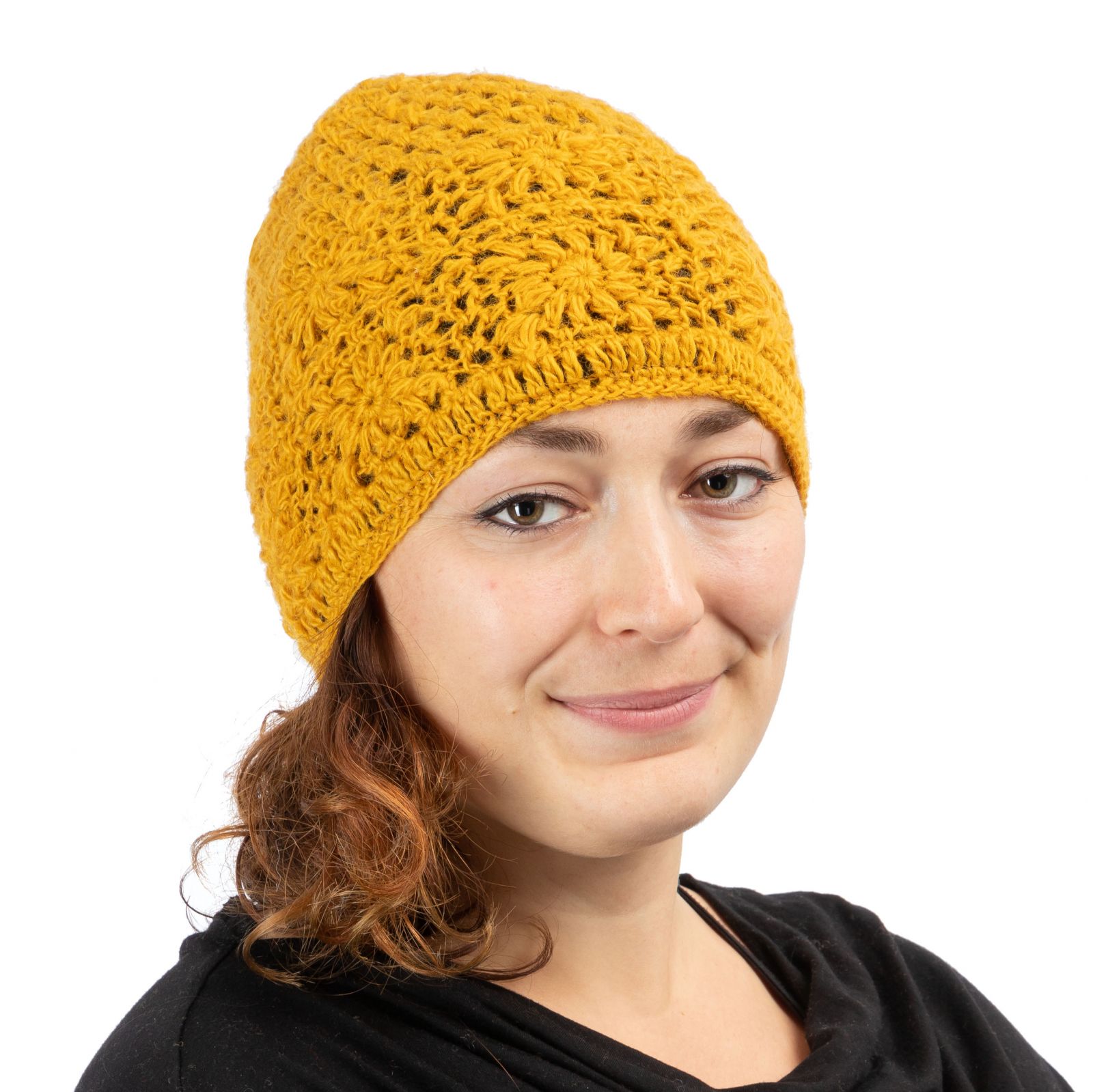 Crocheted woolen hat Bardia Yellow Nepal