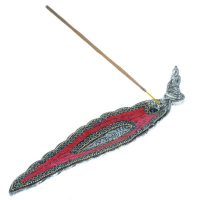 Metal incense holder Buddha - red howlite