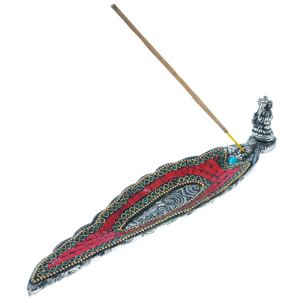 Metal incense holder Ganesh – red howlite India