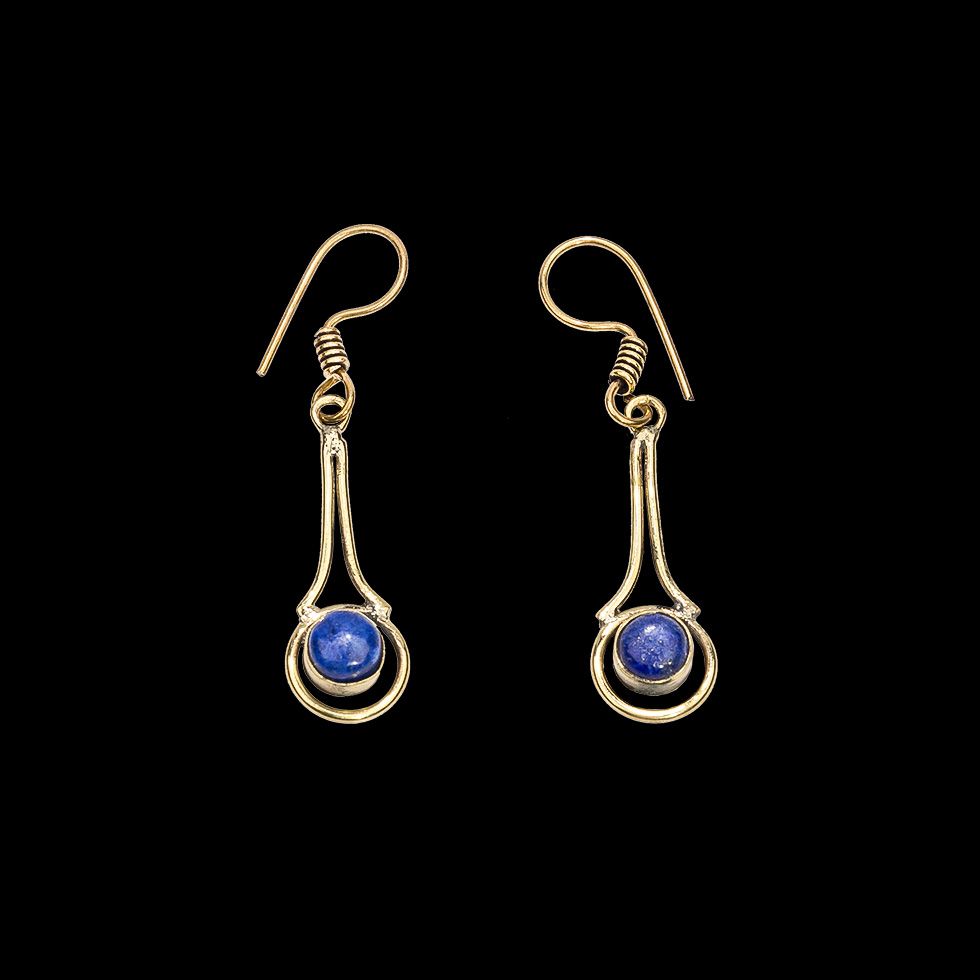 Brass earrings Dilshada - lapis lazuli India