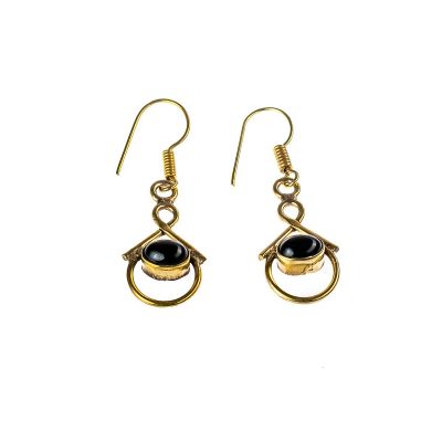 Brass earrings Nur - moon stone India