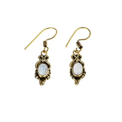 Brass earrings Putri - tiger eye India