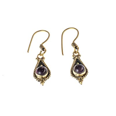 Brass earrings Zaliki - amethyst India