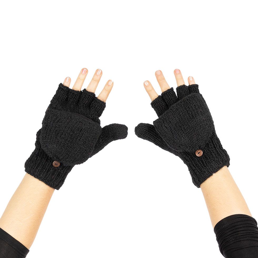 Woolen flip gloves Butwal Black Nepal