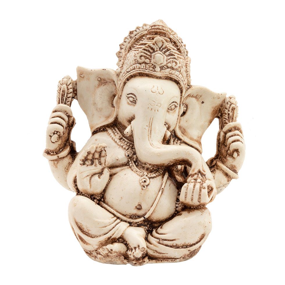 Decorated resin statuette White Ganesh India