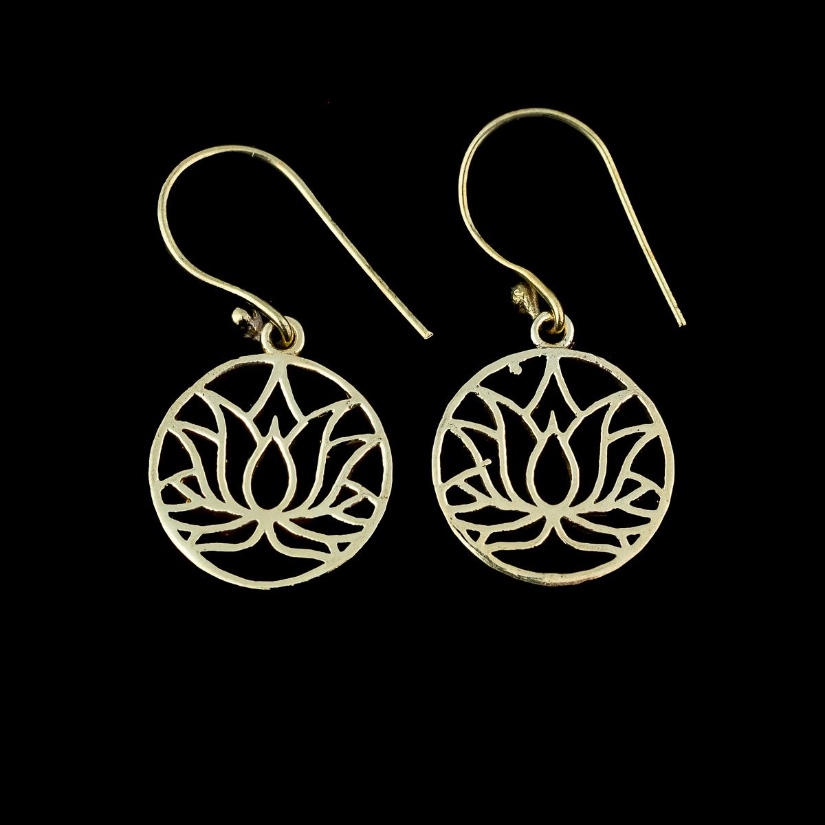 Brass earrings Lotus 2 India