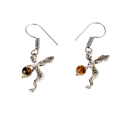 German silver earrings Gifted Fairies - tiger's eye India