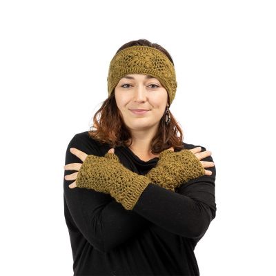 Woolen fingerless gloves Bardia Khaki Nepal