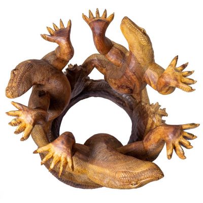 Hand-carved wooden table Comodo Dragons Indonesia